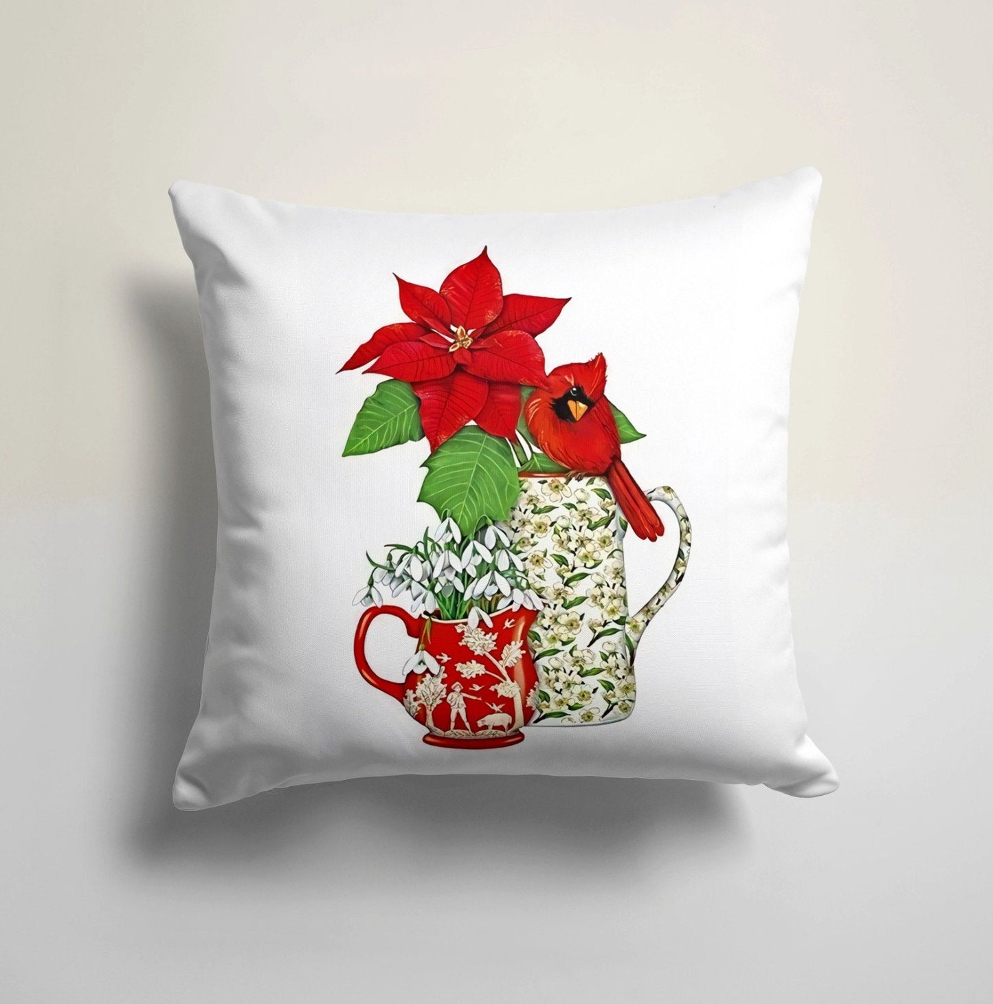 Merry Christmas Floral Festive Holiday Cushion Cover