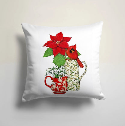 Merry Christmas Floral Festive Holiday Cushion Cover
