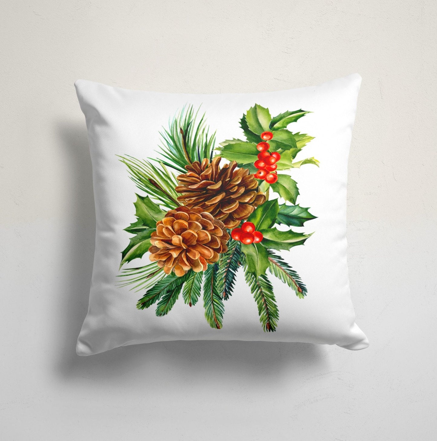 Merry Christmas Floral Festive Holiday Cushion Cover