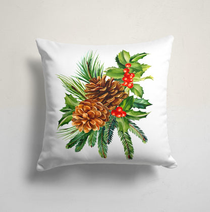 Merry Christmas Floral Festive Holiday Cushion Cover