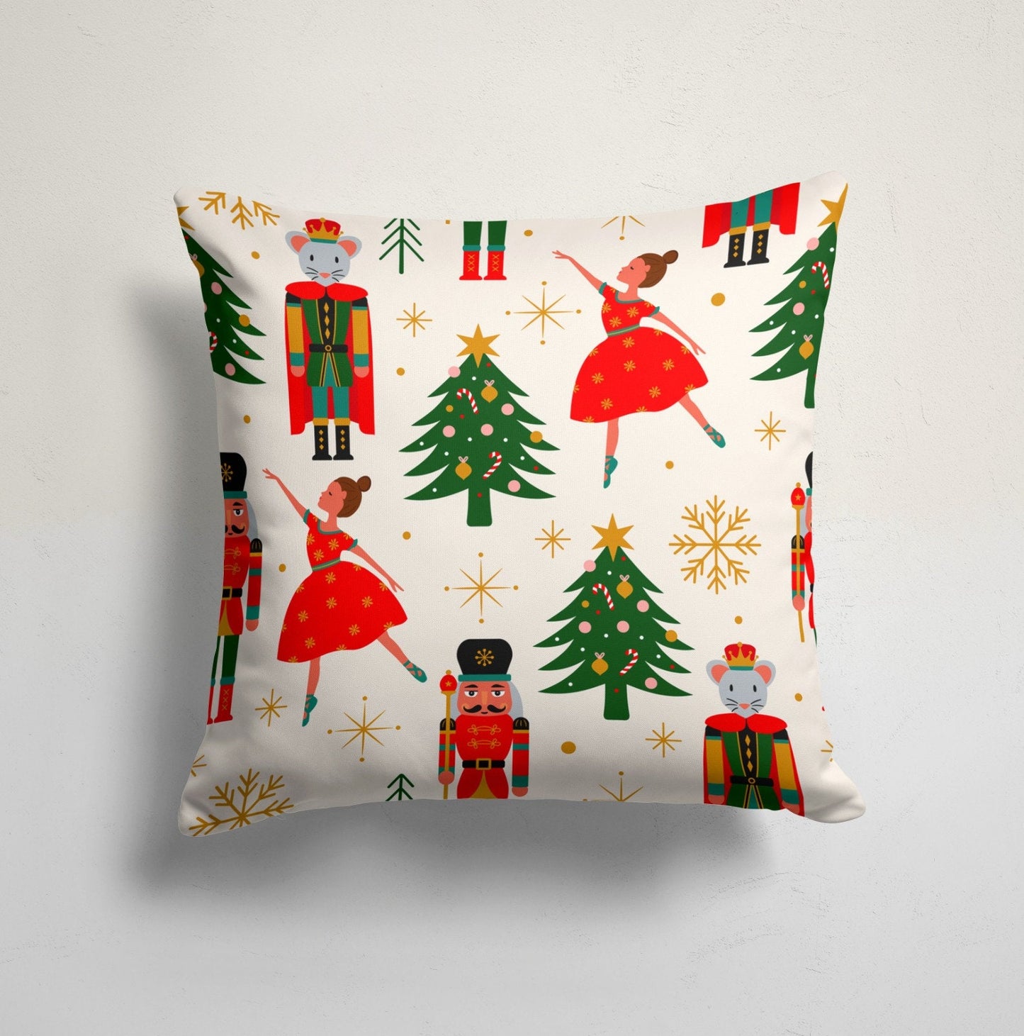 Festive Gift Christmas Cushion Cover, Holiday Wrapping Design