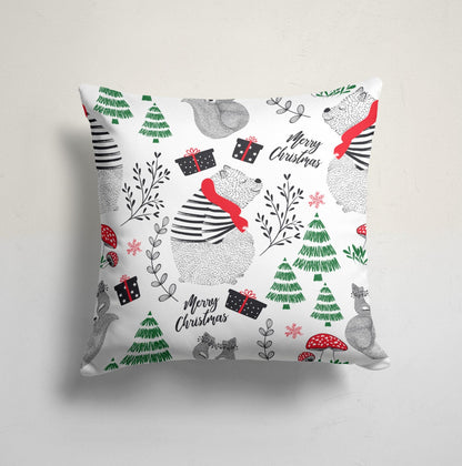 Festive Gift Christmas Cushion Cover, Holiday Wrapping Design