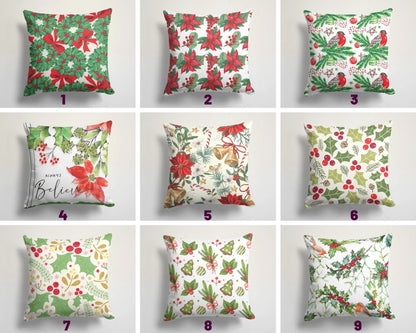 Flower Wreath Christmas Bell Cushion Cover