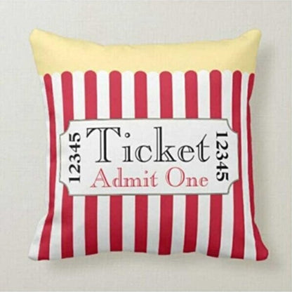 Popcorn Bucket Cushion Cover, Movie Night Retro Cinema Design