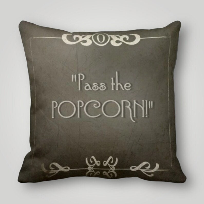 Popcorn Bucket Cushion Cover, Movie Night Retro Cinema Design