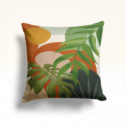 Abstract Monstera Cushion Cover Boho Flower Cushion Case