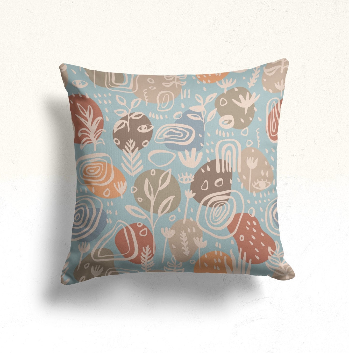 Terracotta Floral Abstract Mid Century Modern Cushion Cover