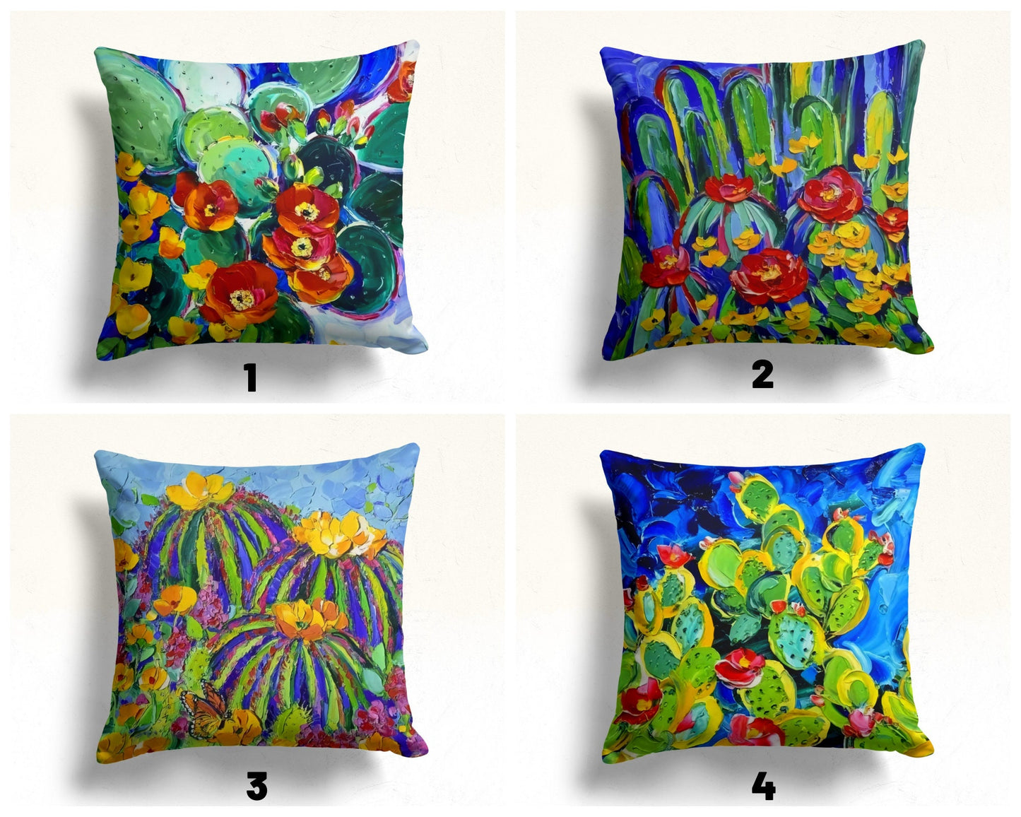Botanical Cactus Green Plant Succulent Cushion Cover