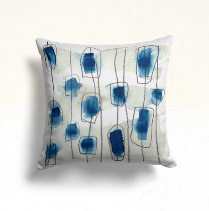 Blue Modern Paint Effect Cushion Cover