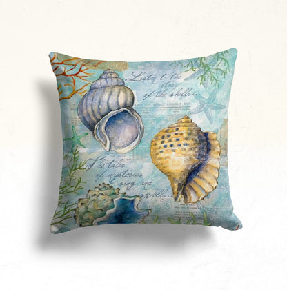 Blue Sea Pattern Coastal Nautical Cushion Cover