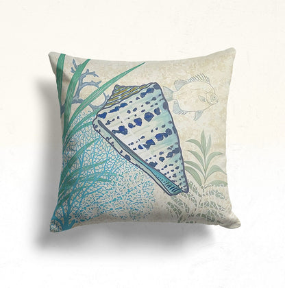 Blue Sea Pattern Coastal Nautical Cushion Cover
