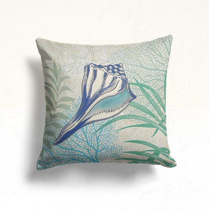 Blue Sea Pattern Coastal Nautical Cushion Cover