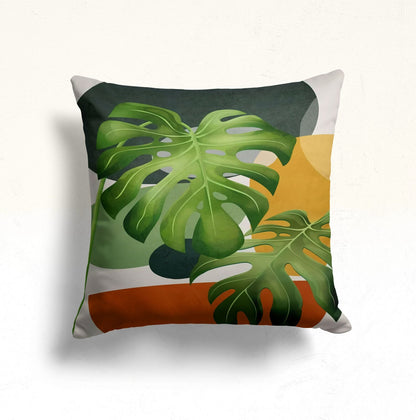 Abstract Monstera Cushion Cover Boho Flower Cushion Case