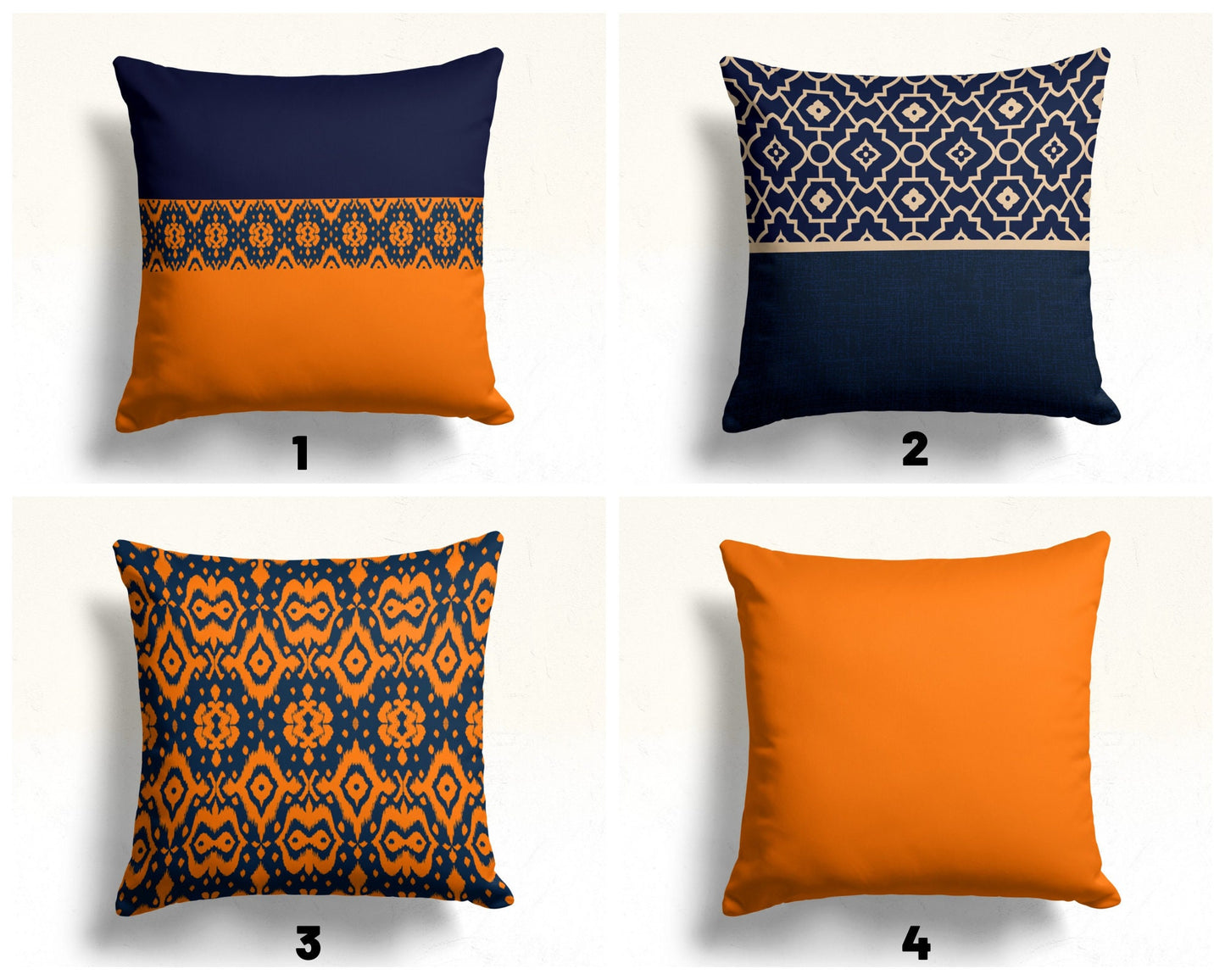 Kilim Terracotta & Navy Blue Geometric Cushion Cover