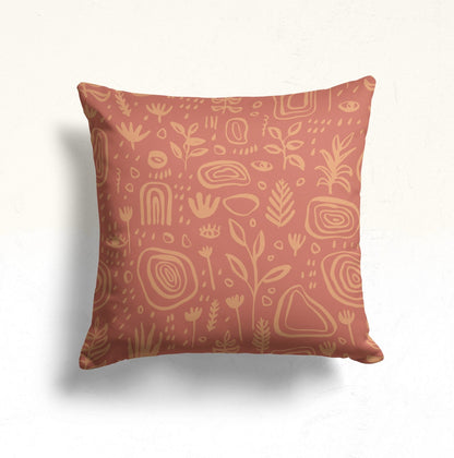 Terracotta Floral Abstract Mid Century Modern Cushion Cover