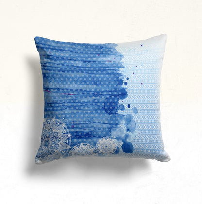 Blue Modern Paint Effect Cushion Cover