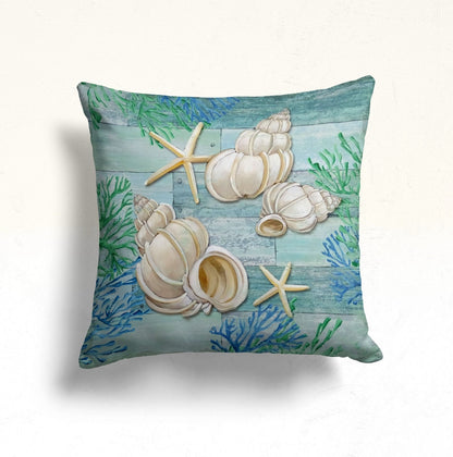 Blue Sea Pattern Coastal Nautical Cushion Cover