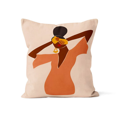 Orange Artistic Floral Face Cushion Cover