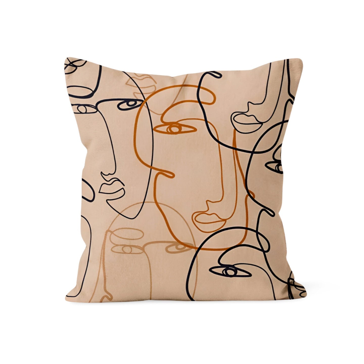 Orange Artistic Floral Face Cushion Cover
