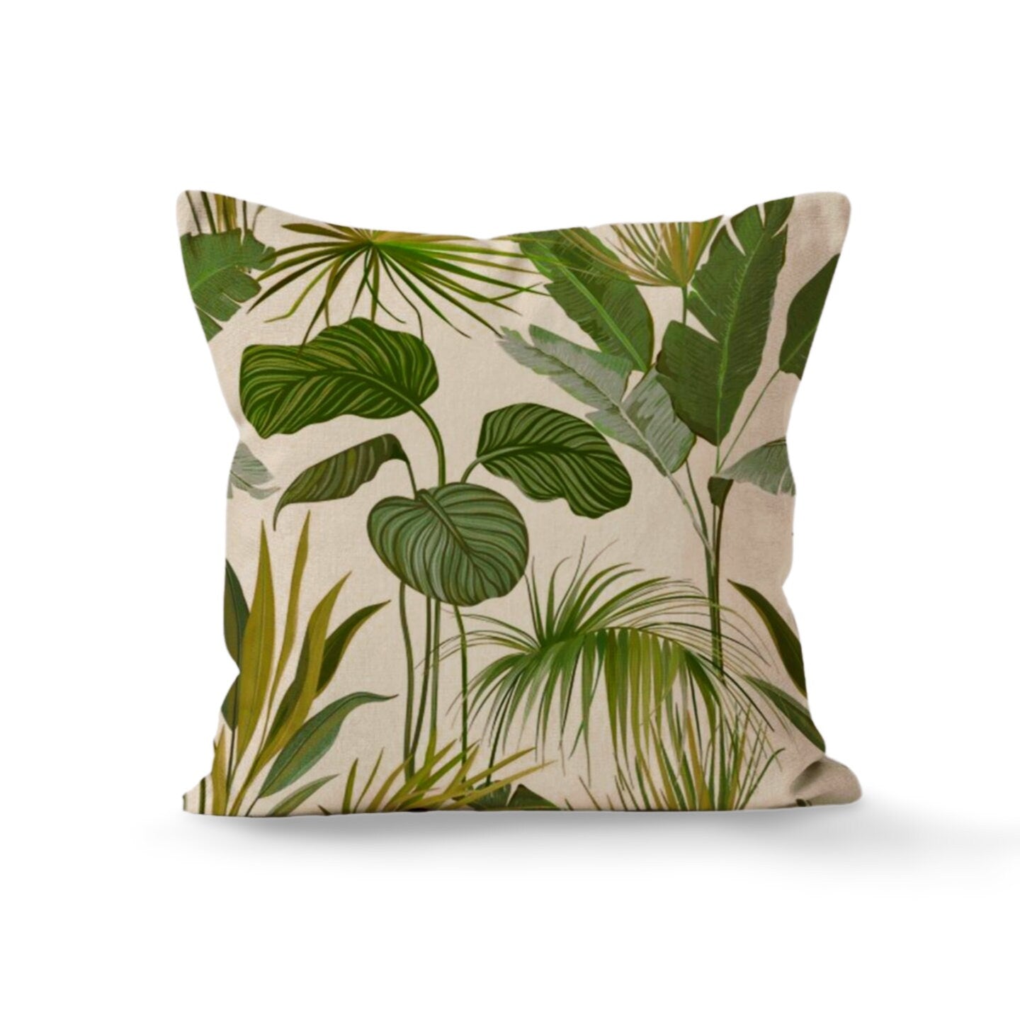 Botanical Green Palm Leaves Monstera Cushion Cover