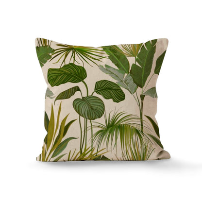 Botanical Green Palm Leaves Monstera Cushion Cover