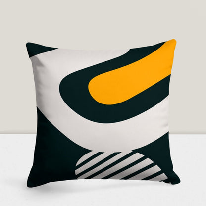 Black and Mustard Geometric Abstract Cushion Cover