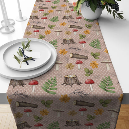 Woodland Creatures and Leaf Decoration Autumn Forest Table Runner