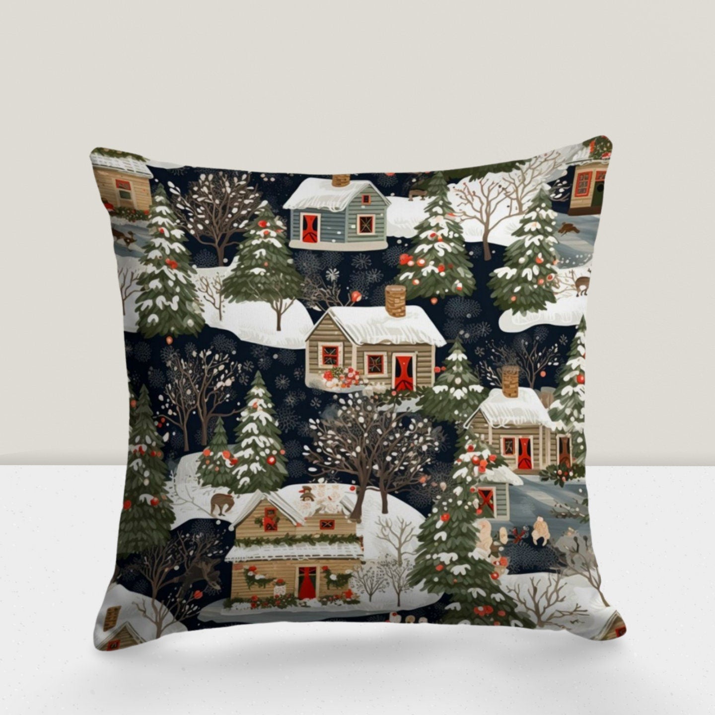 Festive Noel Decor Christmas Winter Cushion Cover