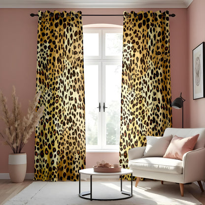 Classic Leopard Print Curtain, Bold Brown & Tan Animal Print Design