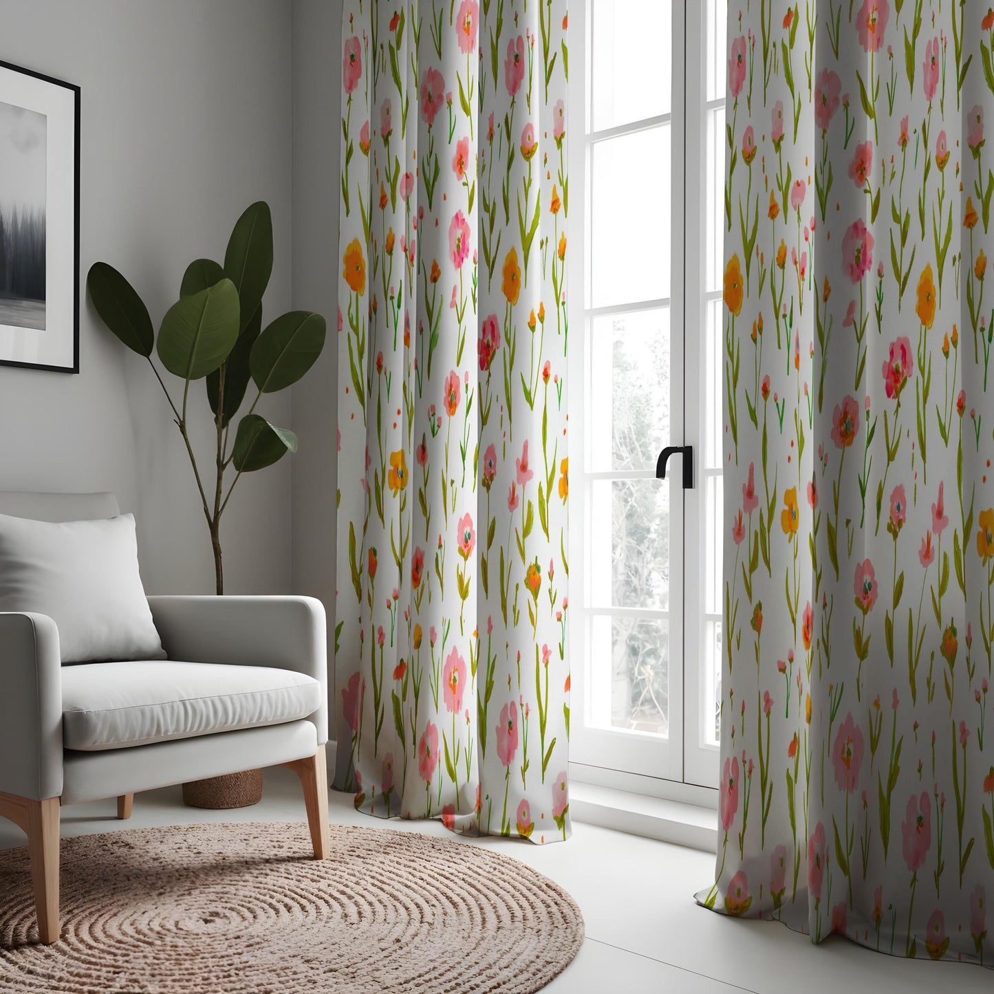 Spring Floral Curtains, Bloom Window Drapes