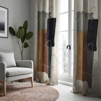 Abstract Modern Curtains, Geometric Art Drapes