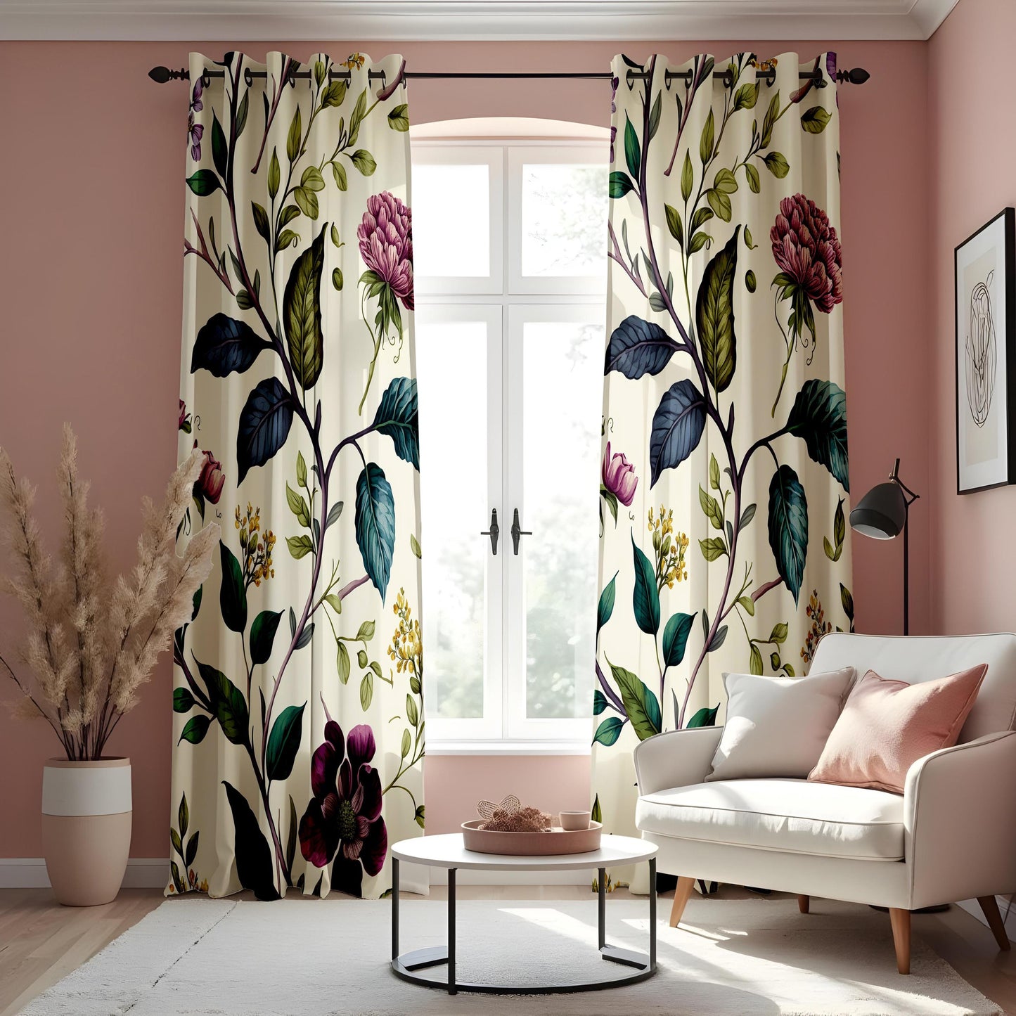 Floral Print Curtains, Botanical Flower Window Treatments