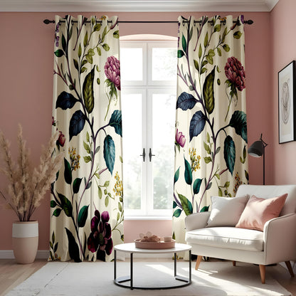 Floral Print Curtains, Botanical Flower Window Treatments