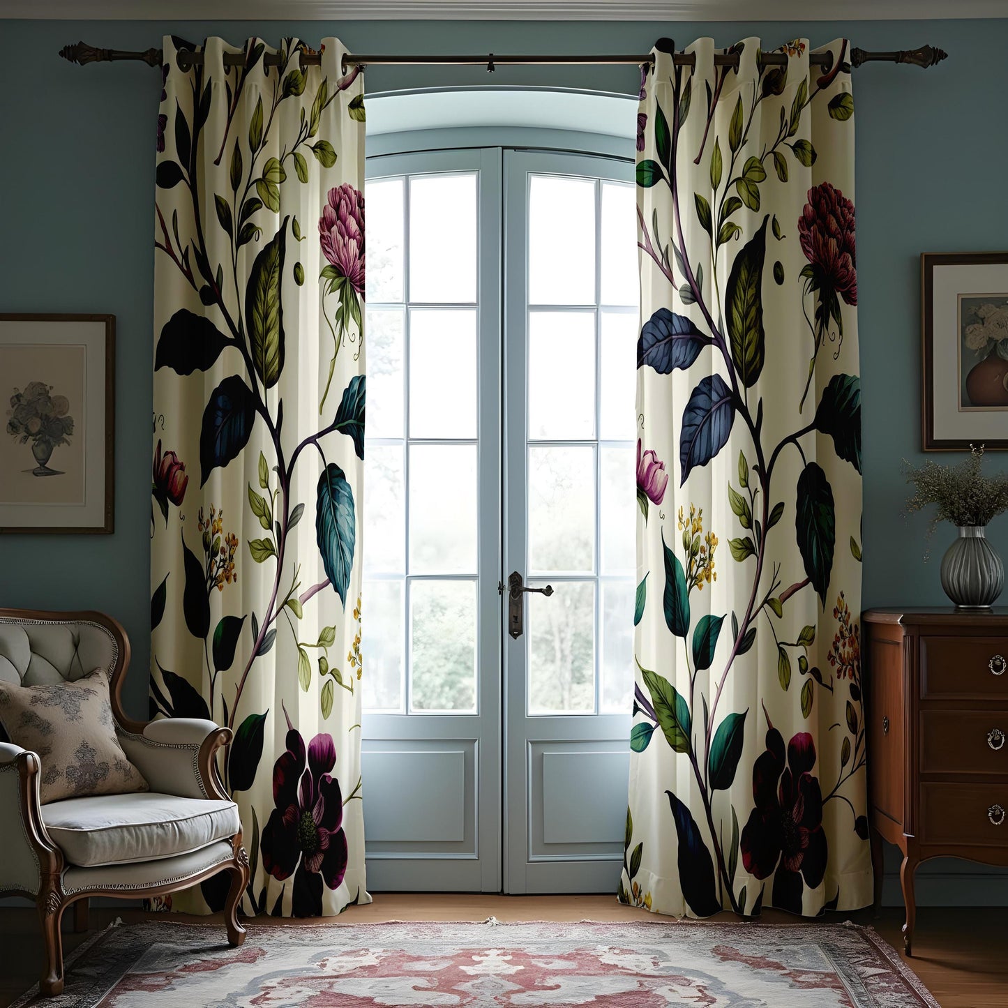 Floral Print Curtains, Botanical Flower Window Treatments