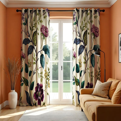 Floral Print Curtains, Botanical Flower Window Treatments