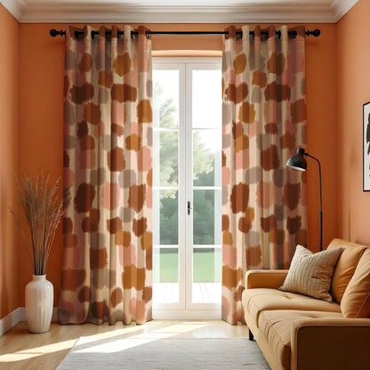 Abstract Pattern Curtains, Warm Color Blocks Drapes