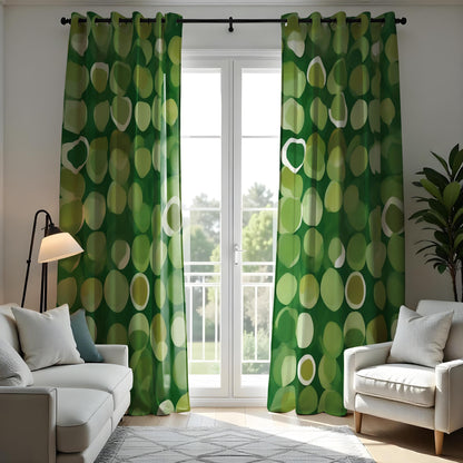 Modern Green Polka Dot Curtains, Bold Circle Design Drapes