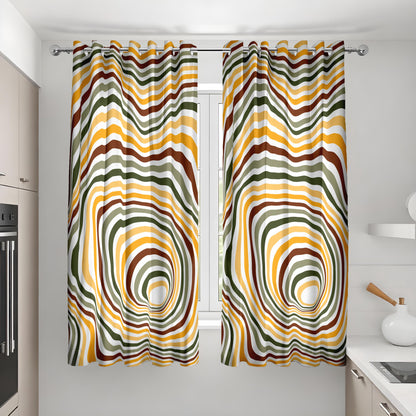 Abstract Orange & Black Line Curtains, Modern Geometric Drapes, Made