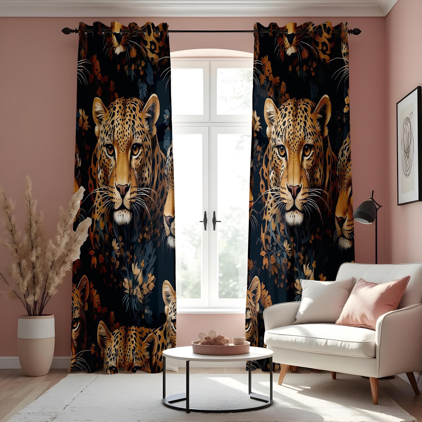 Exotic Leopard Curtains, Wild Animal Print Drapes, Safari Inspired