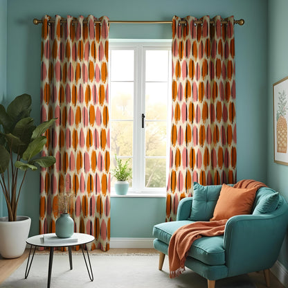 Modern Abstract Dot Curtains, Brushstroke Minimalist Geometric Drapes