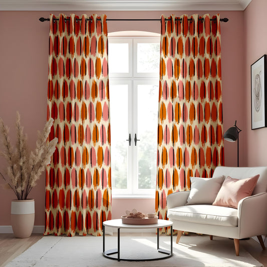 Modern Abstract Dot Curtains, Brushstroke Minimalist Geometric Drapes