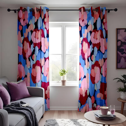 Abstract Floral Brushstroke  Curtains, Bold Hand-Painted Style Drapes