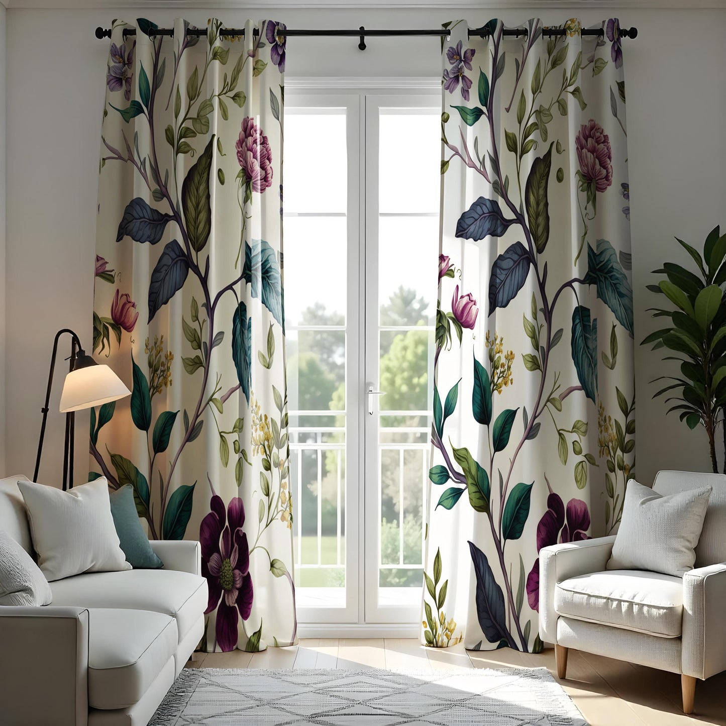 Floral Print Curtains, Botanical Flower Window Treatments