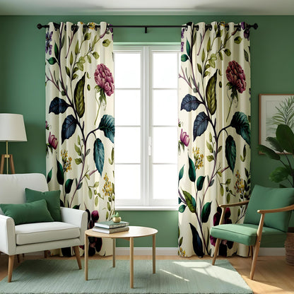 Floral Print Curtains, Botanical Flower Window Treatments