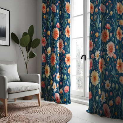 Colorful Poppies & Daisies Curtains, Floral Vibrant Drapes