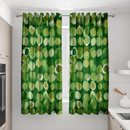 Modern Green Polka Dot Curtains, Bold Circle Design Drapes
