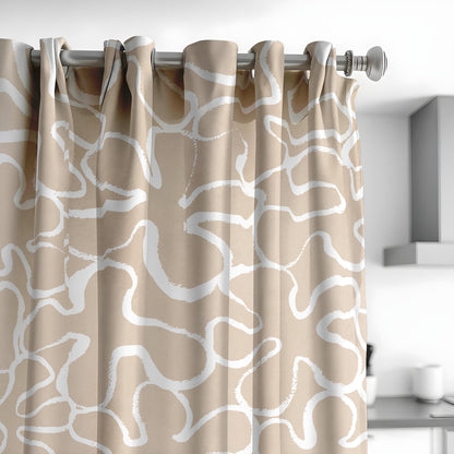 Abstract Beige & White Modern Curtains, Minimalist Soft Neutral Drapes
