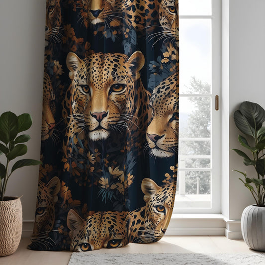Exotic Leopard Curtains, Wild Animal Print Drapes, Safari Inspired