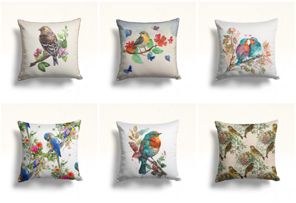 Bird, Butterfly Spring Cushion Cover, Tropical Parrots, Flowers