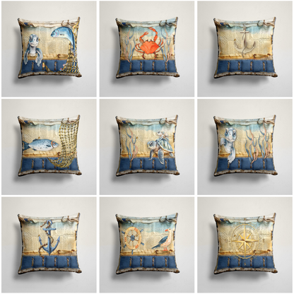 Crab Sea Life Fish&Turtle Cushion Cover